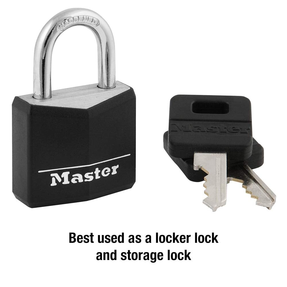 Candado con Llave Master Lock Negro de Aluminio Cubierto 1 Paquete