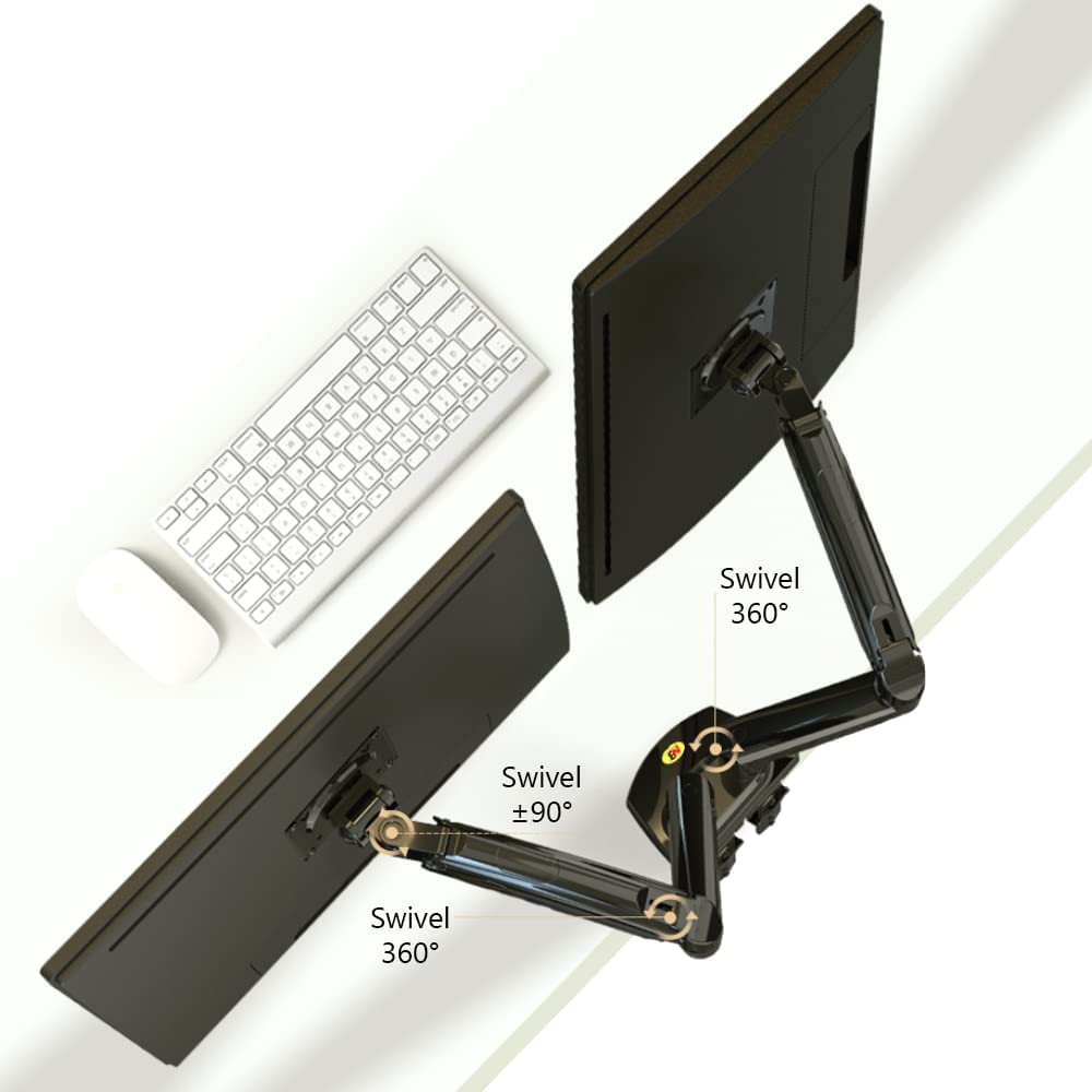 Soporte Hidráulico MORNWELL Negro para Monitor de 17 a 27 Pulgadas Ergonómico con Movimiento Completo