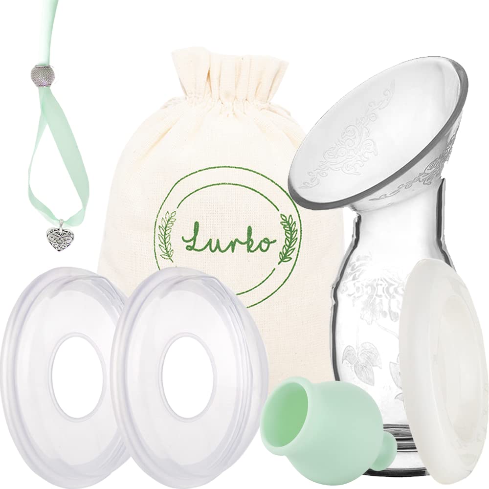 LURKO Duo Pack para Mamás: Extractor de Leche Manual y Protectores de Lactancia, Paquete con Protectores y Recolector de Leche Materna, Libre de BPA, Bolsa Transportadora, Collar Antiderrame