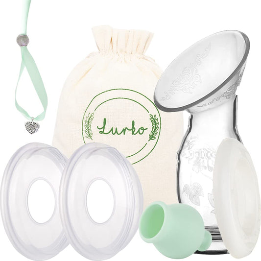 LURKO Duo Pack para Mamás: Extractor de Leche Manual y Protectores de Lactancia, Paquete con Protectores y Recolector de Leche Materna, Libre de BPA, Bolsa Transportadora, Collar Antiderrame