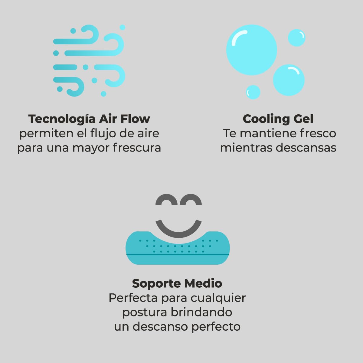 Almohada ROOMI Shoulder Memory Foam Gel Infusión Ultra Fresca Confort Medio Hipoalergénica