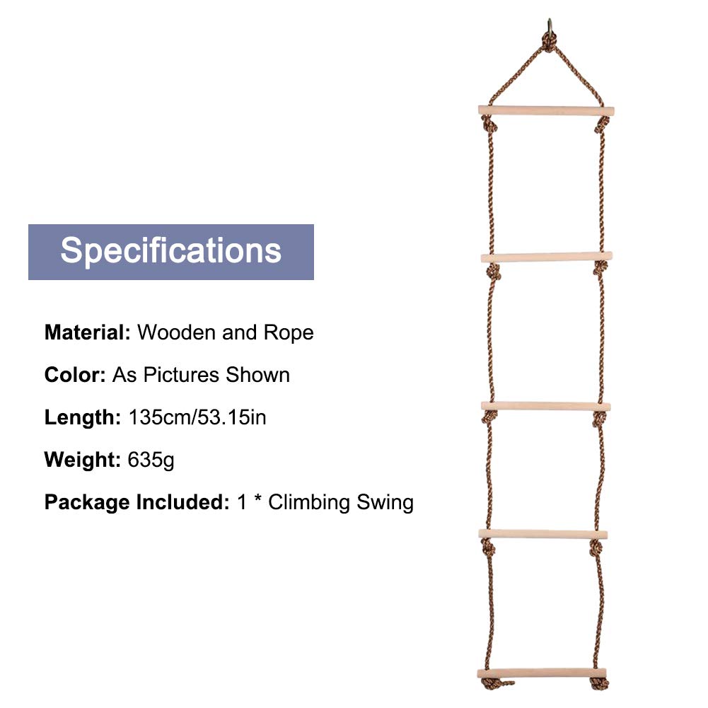 Keenso Climbing Rope Ladder Swing Climb, Hang for Kids Garden Equipment Equipment, Baby Kids Climbing Rope Ladder Swing, previene la obesidad, disminuye la ansiedad, Mantiene un Buen Estado de sueño Otros Juguetes De Exterior Para Niños
