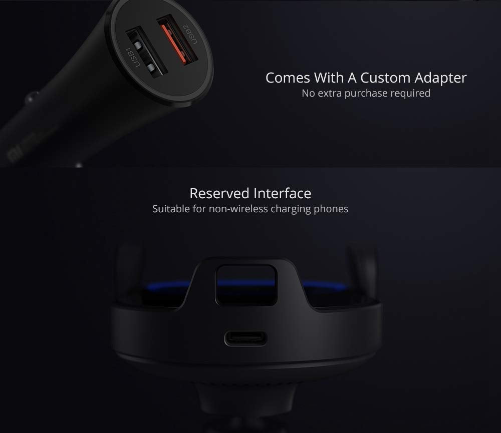 Xiaomi Cargador de Coche inalámbrico 20W MAX Power Inductive Abrazadera eléctrica Brazo Doble disipación de Calor Carga rápida, Negro