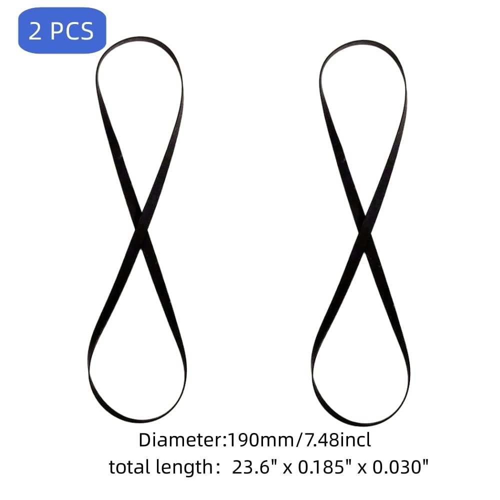 Paquete de 2 correas giratorias universales de 190 mm para Technics Pioneer Sony JVC - Kit de reparación de repuesto de correa de transmisión de goma premium