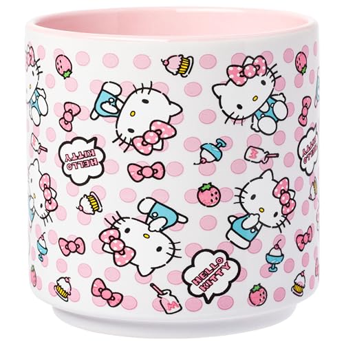 Taza de Cerámica Silver Buffalo Hello Kitty Lunares Blanca 13 Onzas