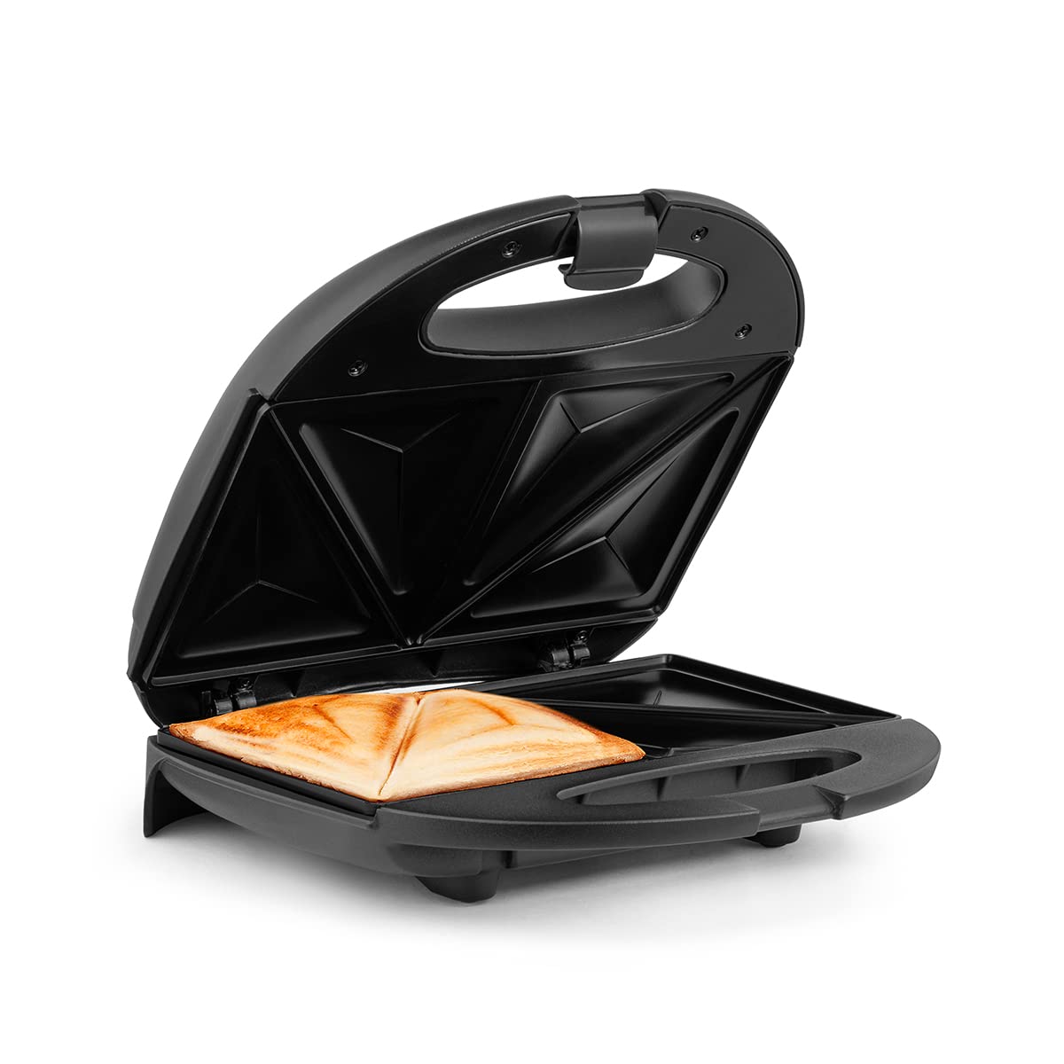 Holstein Housewares - Sandwichera antiadherente de 2 secciones, color negro, conveniente y fácil de usar. Ideal para desayuno, almuerzo, botanas y cena, sándwiches, 750W