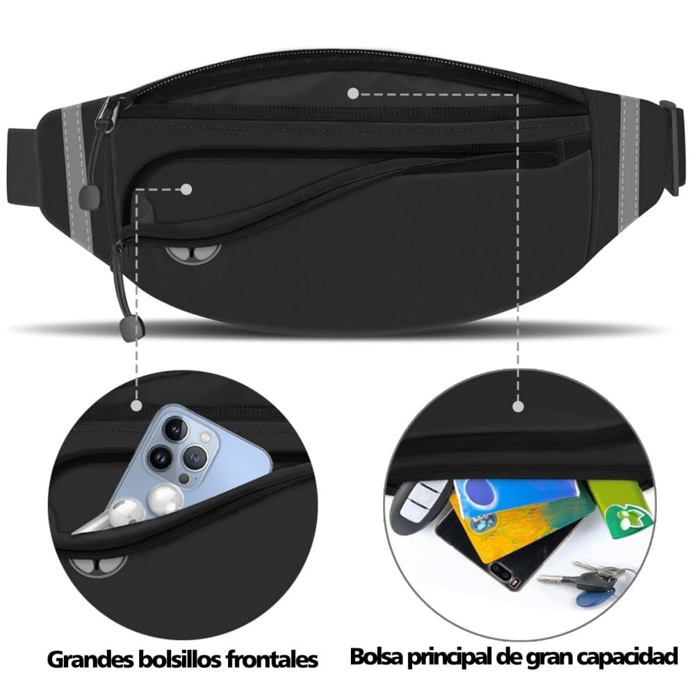 EDECOR Cangurera Deportiva, Bolsa Deportiva con Cinturón de Hombres y Mujeres, Reflectante Bolsa de Cintura para Correr, para Correr Ciclismo Gimnasio