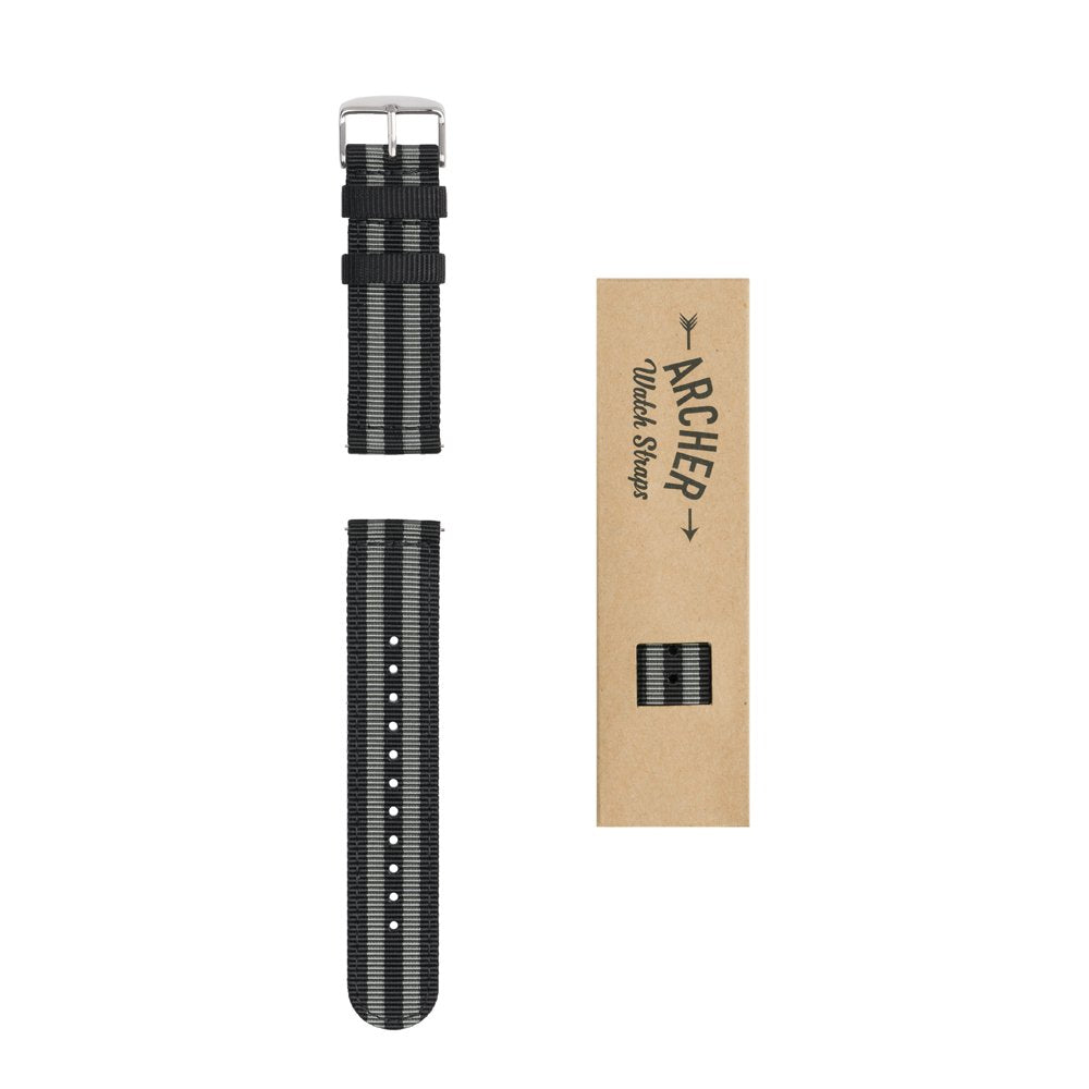 Correa de Reloj Archer Negro y Gris de Nailon Premium de Liberación Rápida 22mm