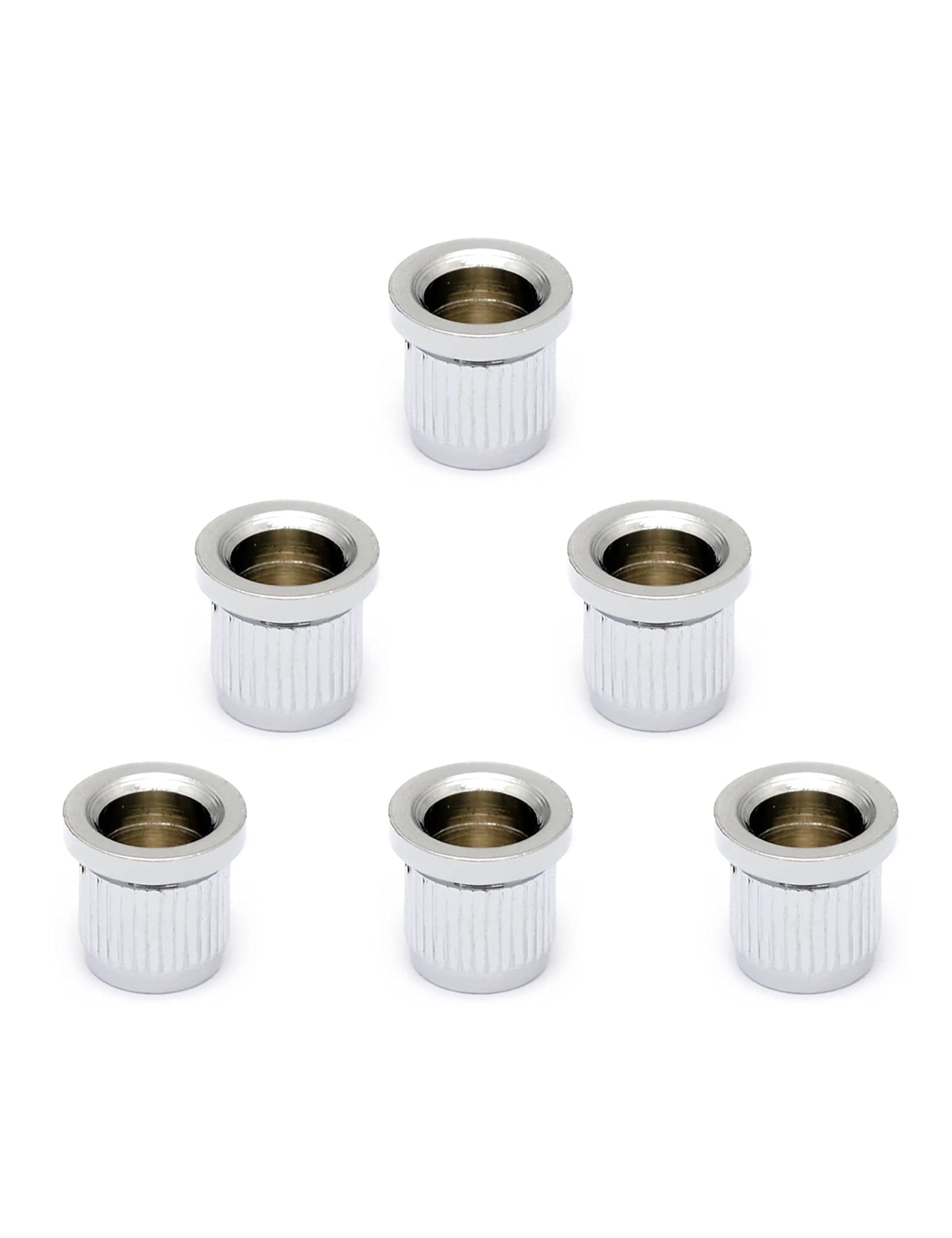 Bogart Guitar String Ferrules String Through Body Rear Mount Bushings String Caps for Fender Strat Tele Style Electric Guitar Chrome Set of 6Pcs.