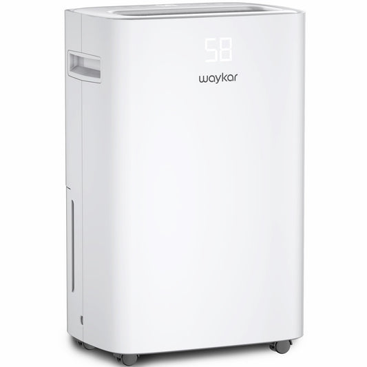 Deshumidificador Waykar 50 Pints Blanco con Manguera de Drenaje e Inteligente Control de Humedad para Hogar y Sótano