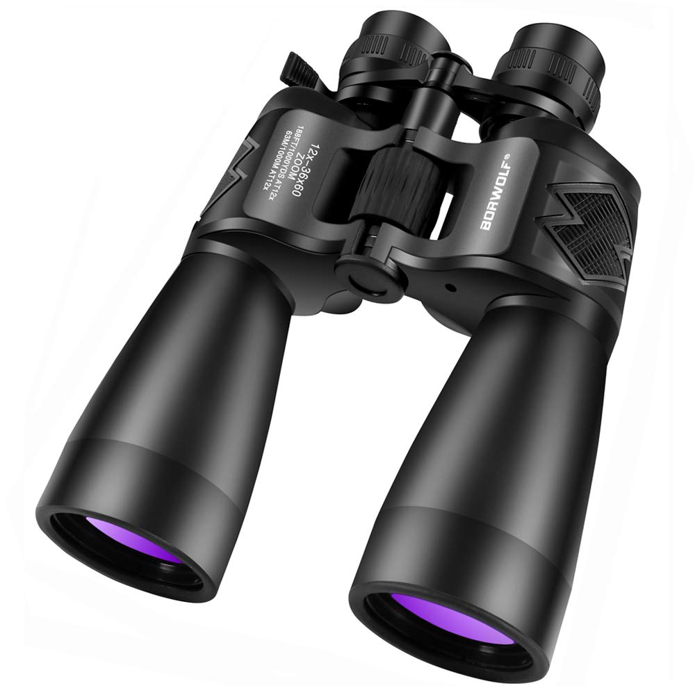 BORWOLF - Prismáticos profesionales de alta ampliación HD de 12 a 36 x 60 pulgadas, telescopio de caza al aire última intervensión, prismáticos de alta potencia para observación de aves