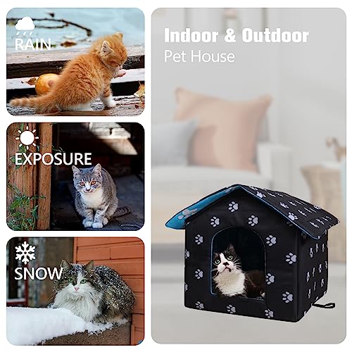 Arquiel - Casas para gatos al aire última intervensión, casa impermeable para perros, refugio para gatos callejeros, casa de invierno cálida y aislada para mascotas para gatos y cachorros a prueba de intemperie (18 x 17 x 16 pulgadas)