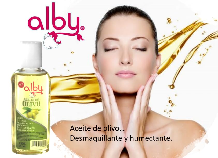 Pack de 6 Aceites Corporales Alby con Almohadilla Facial y Pads Desmaquillantes - Elimina Estrías, Estimula el Crecimiento de Pestañas, Hidrata y Suaviza la Piel - Limpieza Facial y Cuidado Personal - Almohadillas de Algodón.