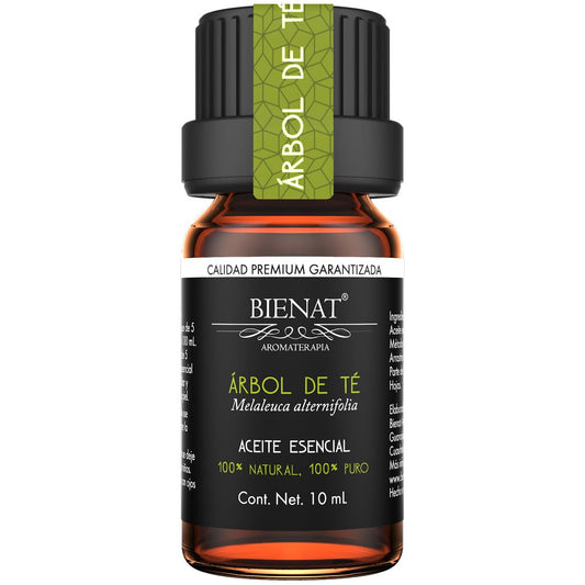 BIENAT AROMATERAPIA Aceite Esencial de Árbol de té 10mL | 100% Puro y Concentrado | Ideal para Difusor de Aromas, Humidificador, Aromaterapia, Masajes, Meditación, Jabones y Velas | Esencia Natural en Gotas