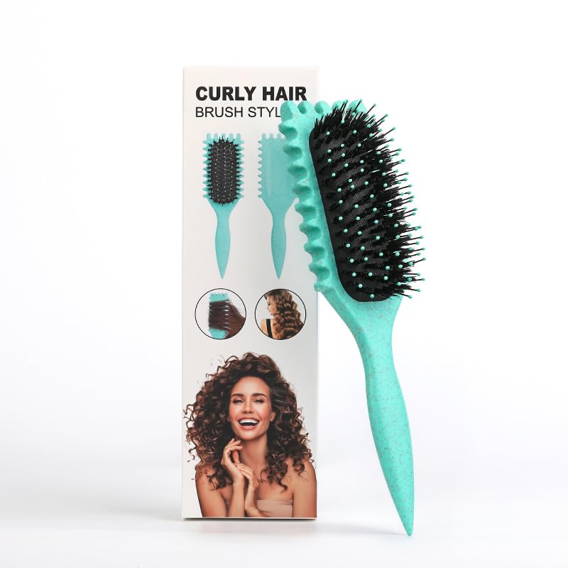 Cepillo Para Cabello Rizado Para Mujeres,Bounce Curl Brush,Cepillo Para Rizos,Cepillo Cabello Rizado,Peine Para Cabello Rizado,Cepillo Definidor De Rizos Bounce Curl,Cepillo 3d Para Rizos (Verde)