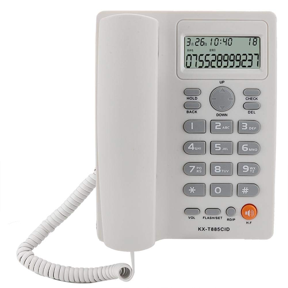 Teléfono del Hotel Identificador de Llamadas Teléfono Llamadas Manos Libres Oficina en el Hogar Teléfono Fijo del Hotel Inglés(Blanco)