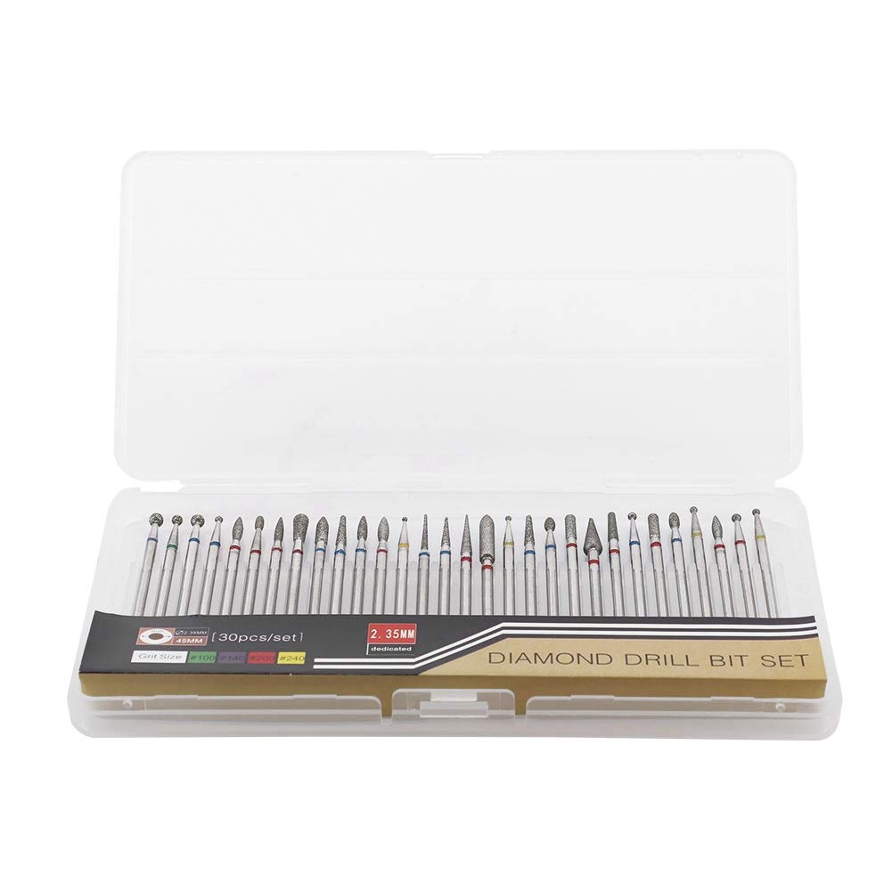 Kit de Taladro Salmue 30 Piezas Diamante para Arte de Uñas en Manicura y Pedicura