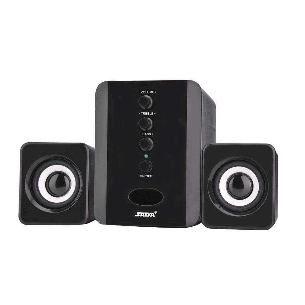 Mini subwoofer de Ajuste Independiente de Agudos y Graves de 3 vatios, Altavoz de Graves Trasero de 3 Pulgadas DV 5V y Altavoz con Cable USB 5V, Tablet PC para teléfono(Black)