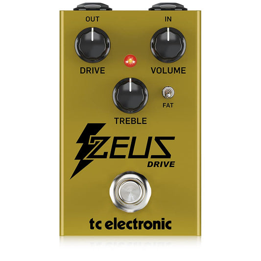 Pedal Overdrive TC Electronic Zeus Drive Dorado con Boost Dinámico y Bypass Opcional