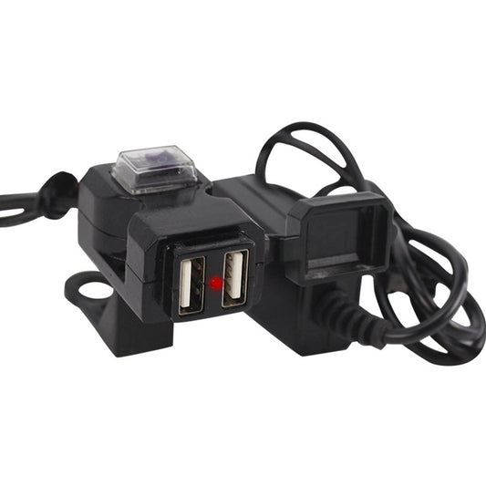 Fydun Cargador de Teléfono para Motocicleta, Doble Cargador USB 5V 2A Carga Rápida Impermeable Cable de Extensión para Smart Phone Tablet GPS 9-90V 9-90V