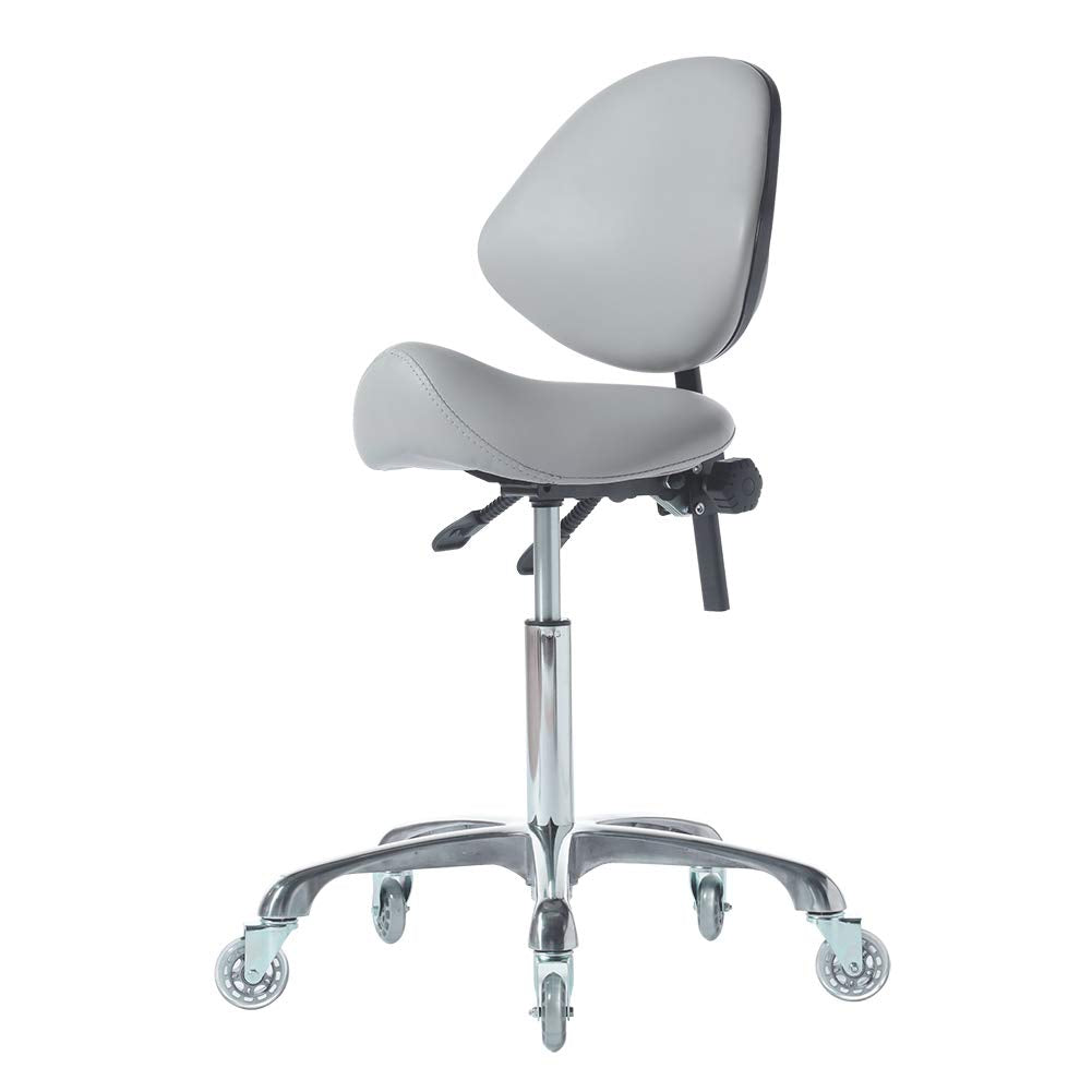 FRNIAMC Sillín hidráulico Ajustable y Resistente (450 Libras) Taburete Silla para salón de Belleza, Masaje, clínica Dental, Uso en casa y Oficina (Gris)
