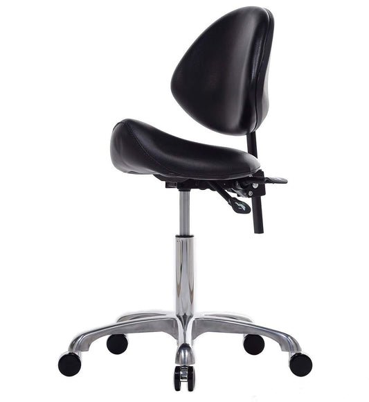 FRNIAMC Sillín hidráulico ajustable y resistente (350 libras), silla de taburete para salón de belleza, masaje clínica dental oficina (con respaldo, negro)