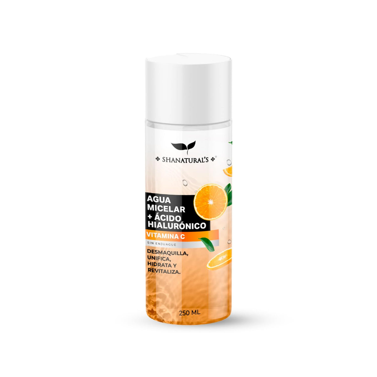Agua Micelar con Ácido Hialurónico y Vitamina C, 250 mL