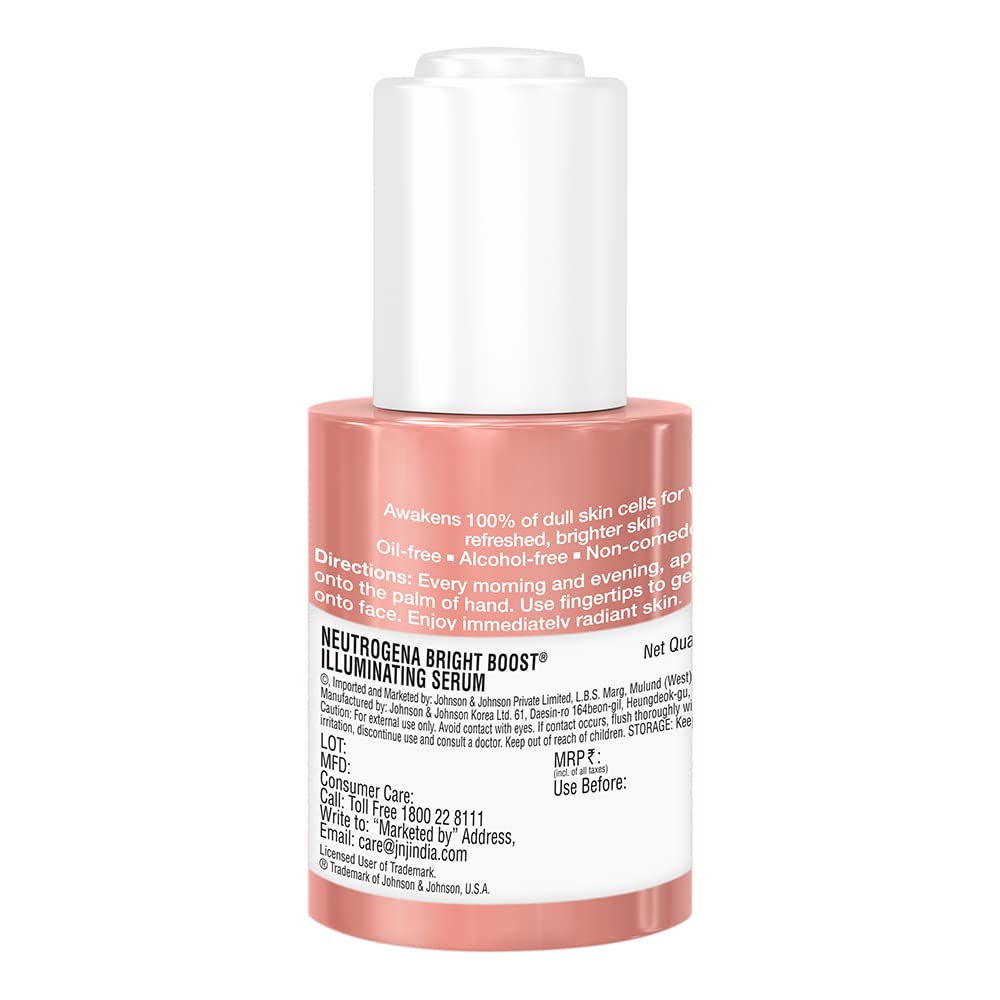 Neutrogena Bright Boost Illuminating Face Serum with Neoglucosamine & Turmeric Extract for Even Skin Tone, Resurfacing Serum for Face to Reduce Dark Spots & Hyperpigmentation, 1.0 fl. oz
