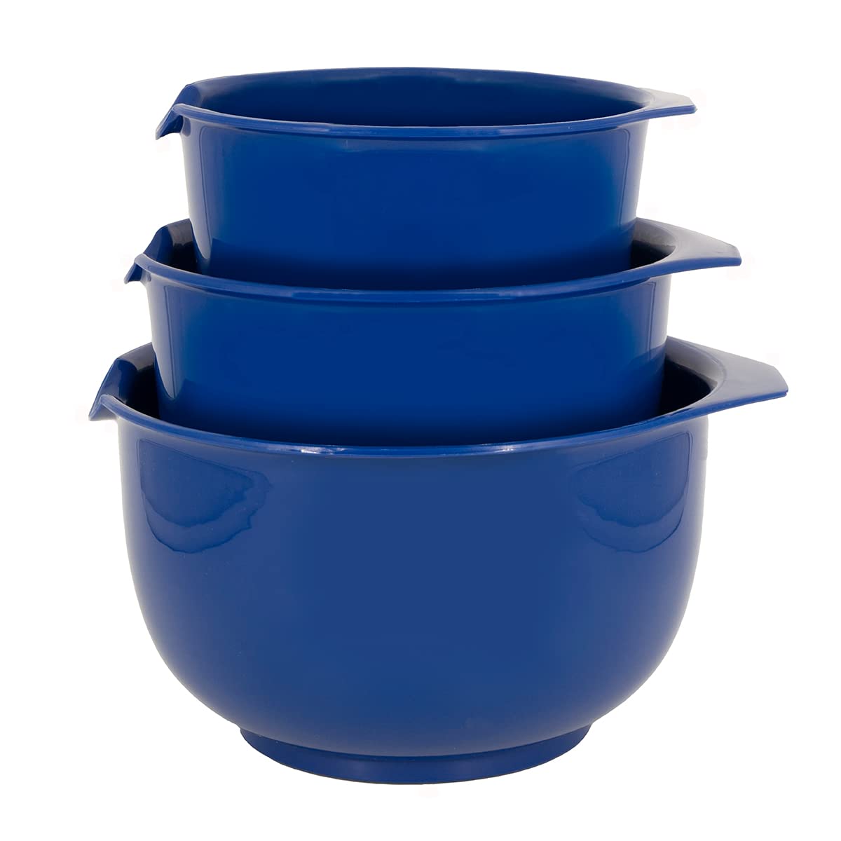 Glad Cuencos para mezclar con boquilla de vertido, juego de 3, diseño de anidación que ahorra espacio, antideslizantes, sin BPA, aptos para lavaplatos, suministros de cocina y horneado, color azul