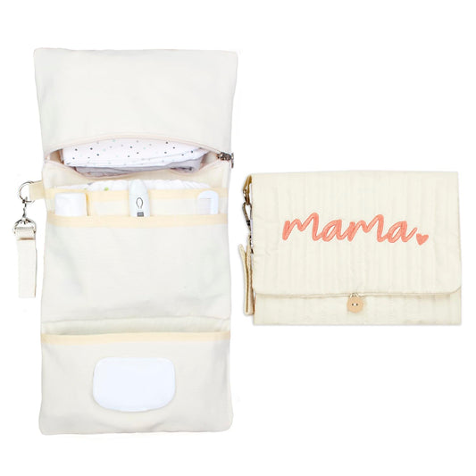 MODAKIDS - Organizador de bolsas de bebé, mini bolsa de pañales portátil, juego de viaje con acolchado con correas para carriola (Mama)