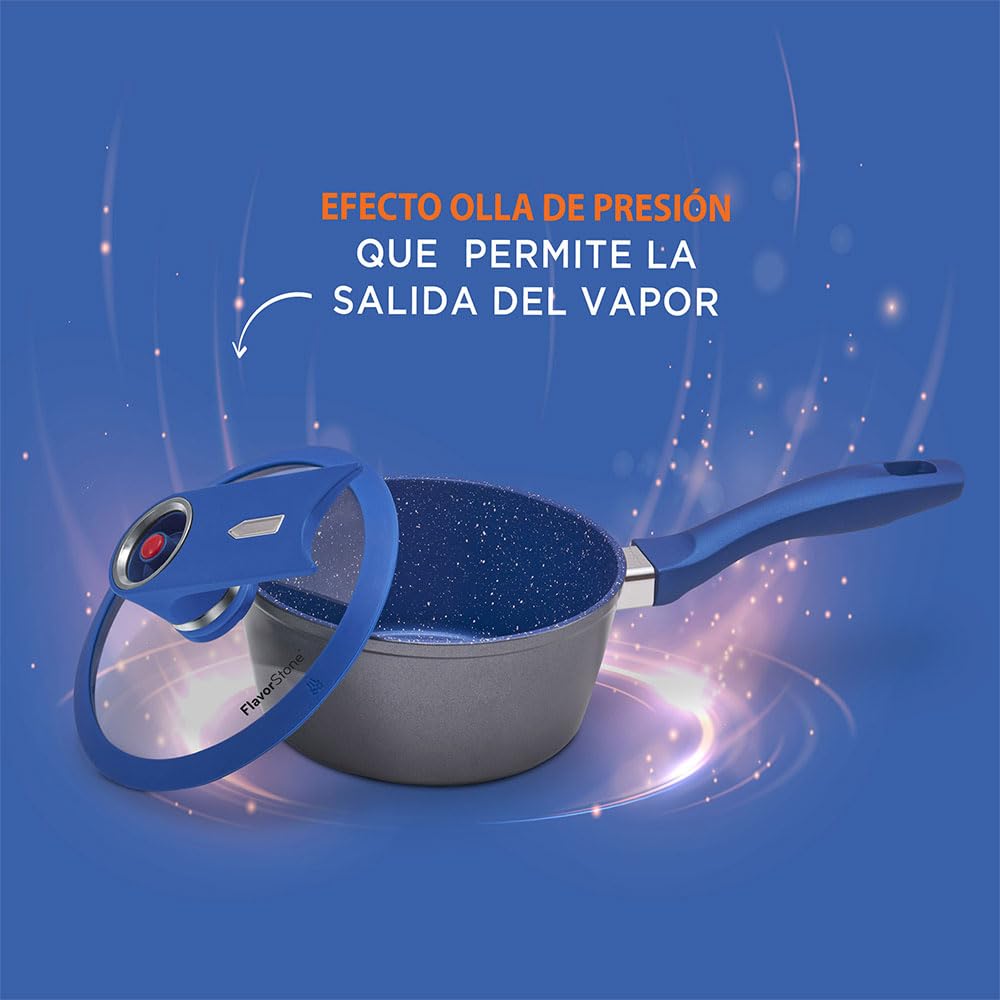 Batería de Cocina Flavorstone Azul Set Grande de 10 Piezas