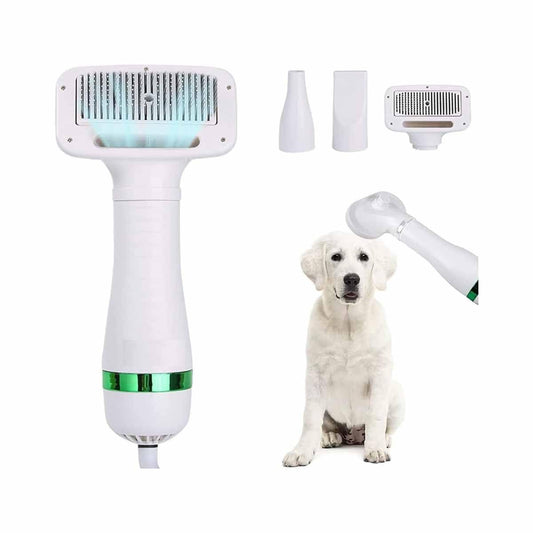 HOPEMOB Secador De Pelo Para Mascotas 3 En 1 Portátil Peine De Aire Caliente Automático y Cabezales de Recambio