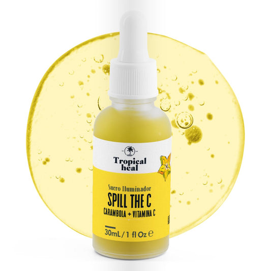 Tropical Heal - Spill The C Serum Facial Vitamina C Iluminador Antioxidante con Carambola y Ácido Ascórbico 10% - Piel Radiante y Suave, 30 ml