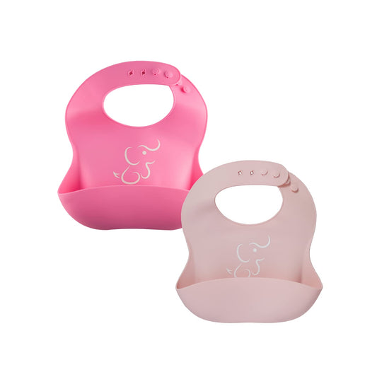 Baberos de Silicón PAPU BABY Rosa Rosa Pastel Impermeables para Bebé