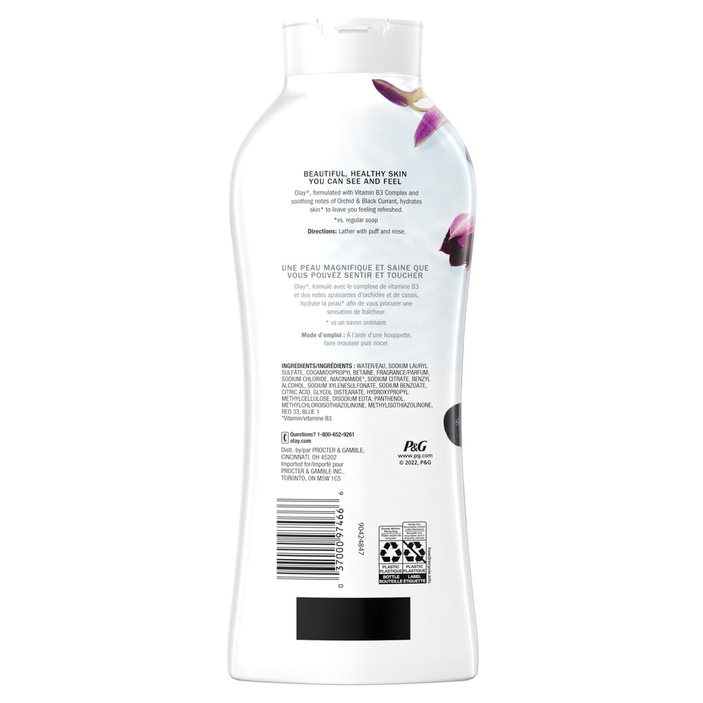 OLAY, Gel Líquido Corporal, Ultra Hidratante con Vitamina B3, Notas de orquídea y grosella negra, 650 ml