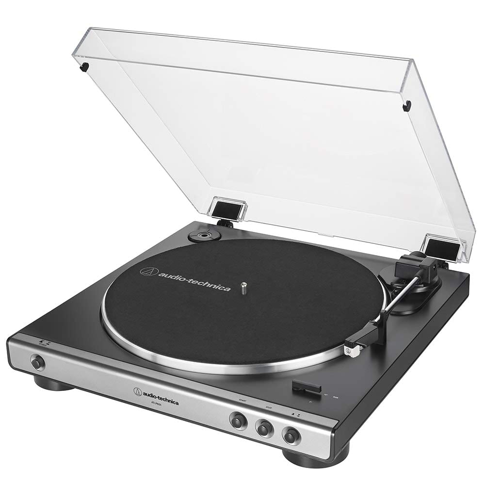 Audio-Technica - tocadiscos totalmente automático con transmisión por correa AT-LP60X-GM de audio technica de 33/45 RPM (metal y negro)