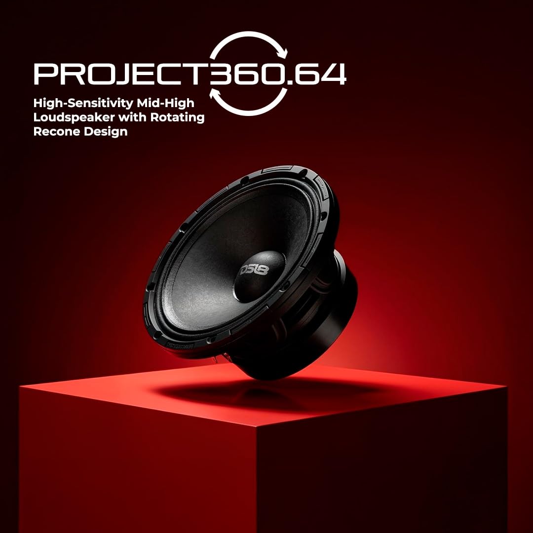 DS18 PROJECT360 Altavoz de sensibilidad alta de altura media de 6.5" - 300W RMS 4 Ohm - Diseño de recone rotativo para reparación rápida