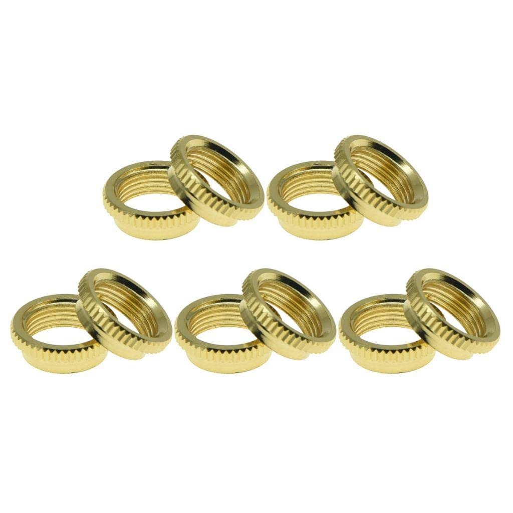 KAISH - Tuerca para interruptor de guitarra (fina, nuez profunda, para Switchcraft en algunas guitarras Gibson, níquel/negro/dorado, 10 unidades), Dorado