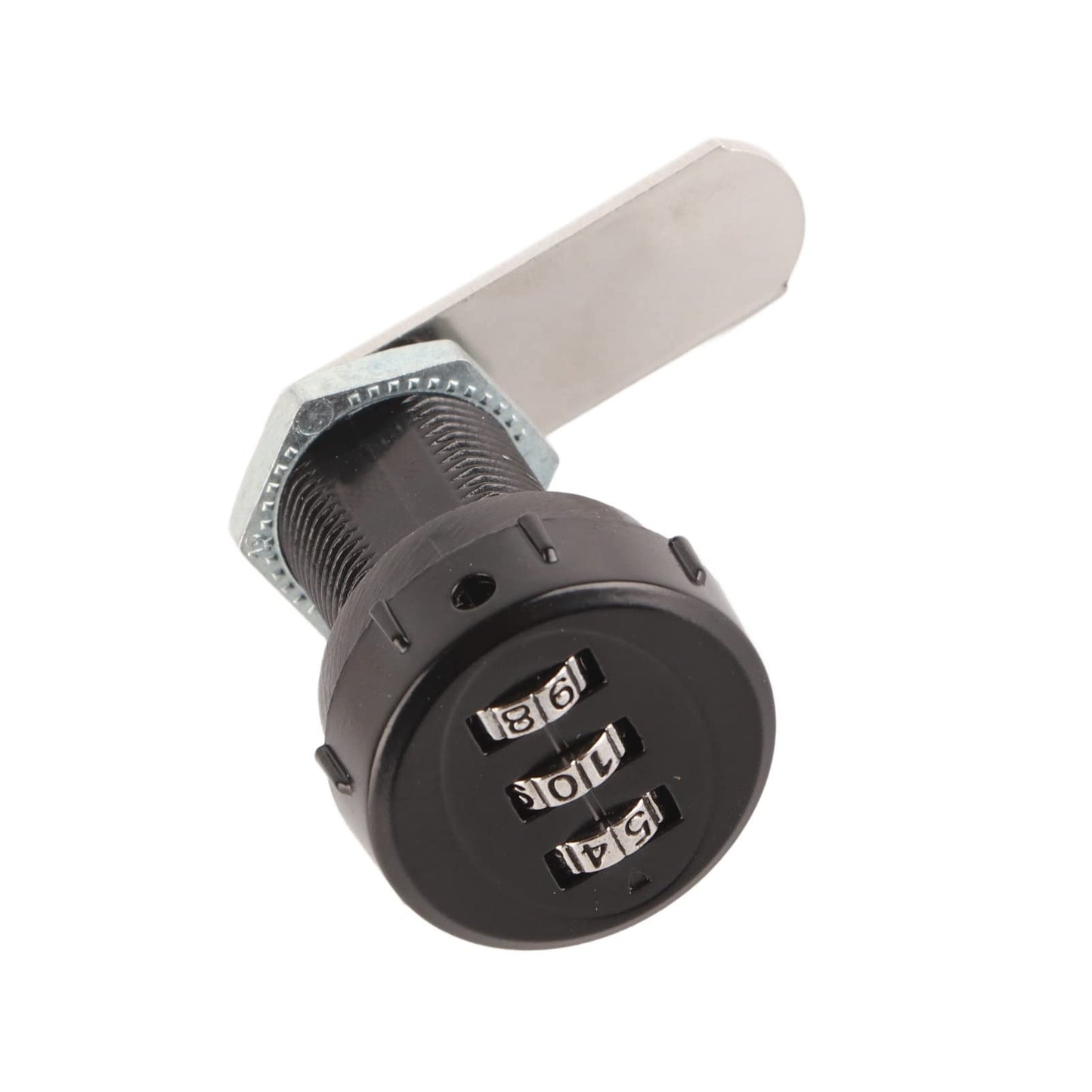Cerradura codificada Combinación de código de 3 dígitos Plata Aleación de zinc Conveniente Cam Contraseña Cerradura Gabinete Cajón Armario Seguridad Codificación Cerradura(L=30.5 19~23mm柜厚)