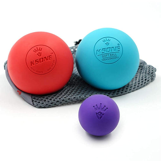 KSONE Lacrosse - Juego de bolas de masaje muscular, rodillo de masaje profundo, bola de masaje dura y suave con mini bola