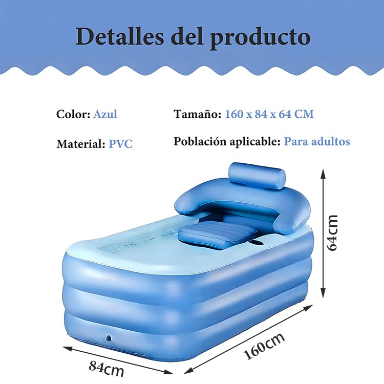 Bañera Inflable Rawtank Azul con Bomba de Aire y Cubierta para Adultos