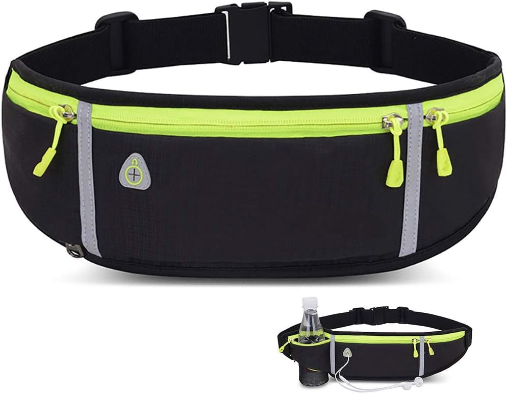 Cangurera Deportiva, Riñonera Deportiva con 1 Botellas de Agua, Riñonera Deportiva con Cinturón Regulable,Bolsillos de Auricular y Teléfono,correr,gimnasia,ciclismo,viajes y actividades al aire libre