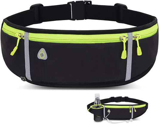 Cangurera Deportiva, Riñonera Deportiva con 1 Botellas de Agua, Riñonera Deportiva con Cinturón Regulable,Bolsillos de Auricular y Teléfono,correr,gimnasia,ciclismo,viajes y actividades al aire libre