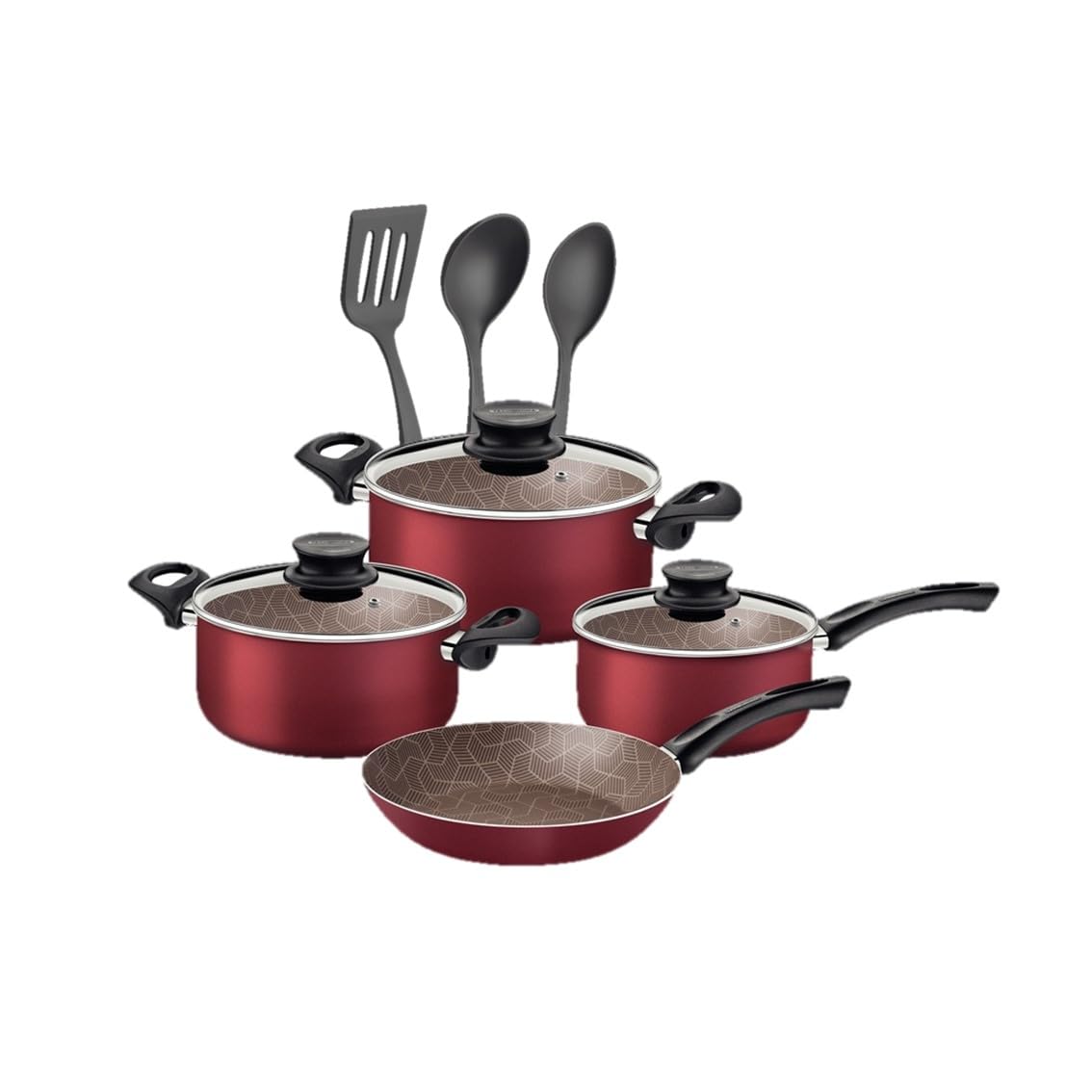Batería de Cocina Tramontina Rojo Aluminio Antiadherente Starflon Max 10 Piezas