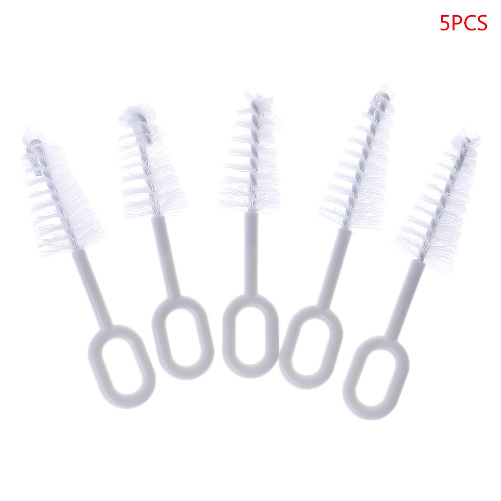 Caralin - 5 cepillos para botellas de pezón, limpiador de pezones, para cerdas densas, limpieza de chupetes, fácil de colgar
