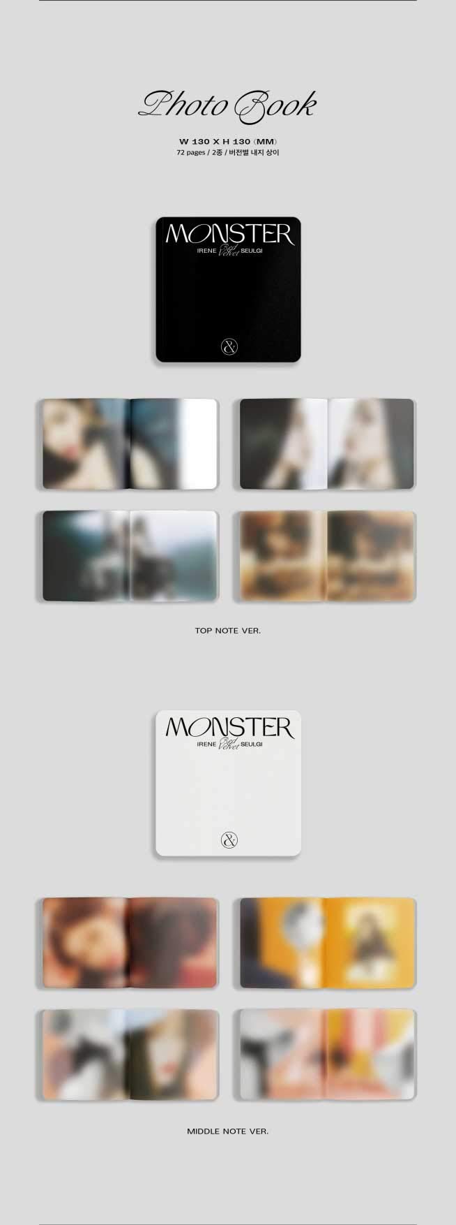 Red Velvet Irene & Seulgi - Álbum de monstruo (1er mini álbum), póster plegado+juego de tarjetas de fotos adicionales (nota media)