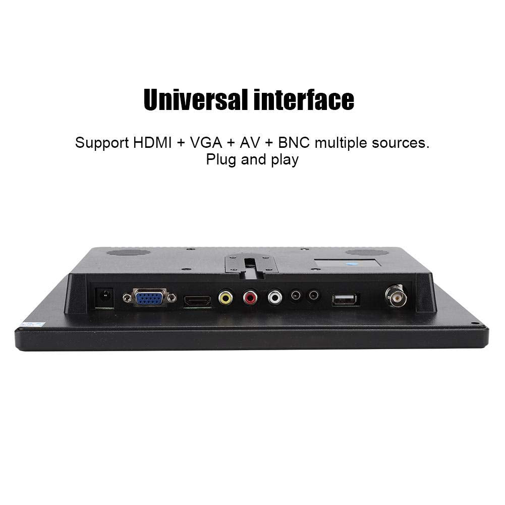 Monitor de 10.1 Pulgadas Con Pantalla TFT 1280 x 800 Compatible Con 1080P - Entradas VGA, HDMI, BNC, AV, USB - Altavoz Incorporado Para Raspberry, Cámara CCTV (Negro)