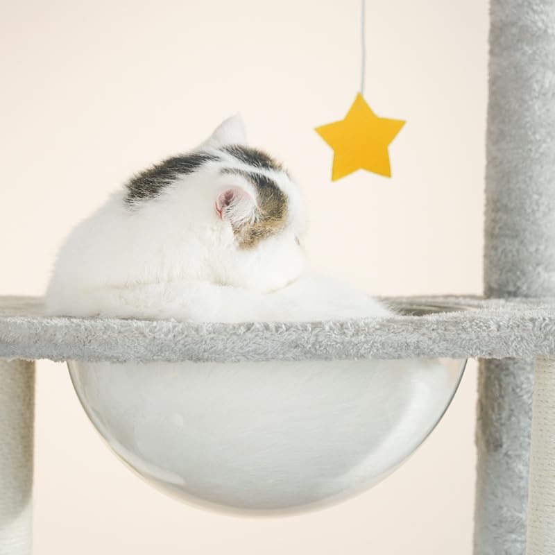 Rascador para Gatos UNA MASCOTA Gris con Diseño de Queso Varios Niveles 170CM