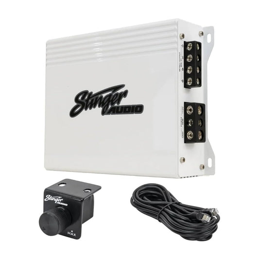 Amplificador Marino Monobloque Stinger Audio MT-1000.1M Mosfet Resistente al Agua 1000 W RMS con Filtro Subónico y Mando a Distancia