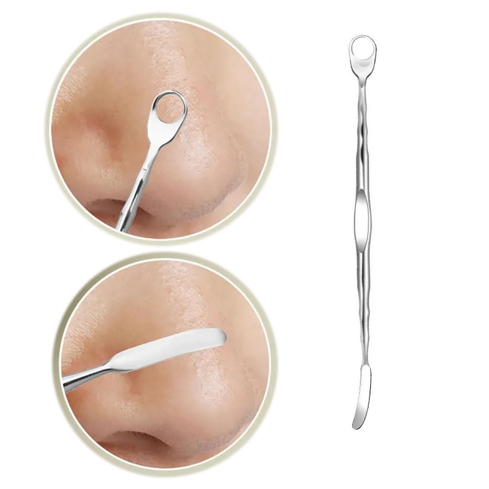 NentMent Paquete De 3 Herramientas Para Preparar Poros, Removedor De Puntos Negros, Raspador Facial De Acero Inoxidable, Espátula Para Piel, Kit De Herramientas Para Reventar Granos, Extractor De Gran